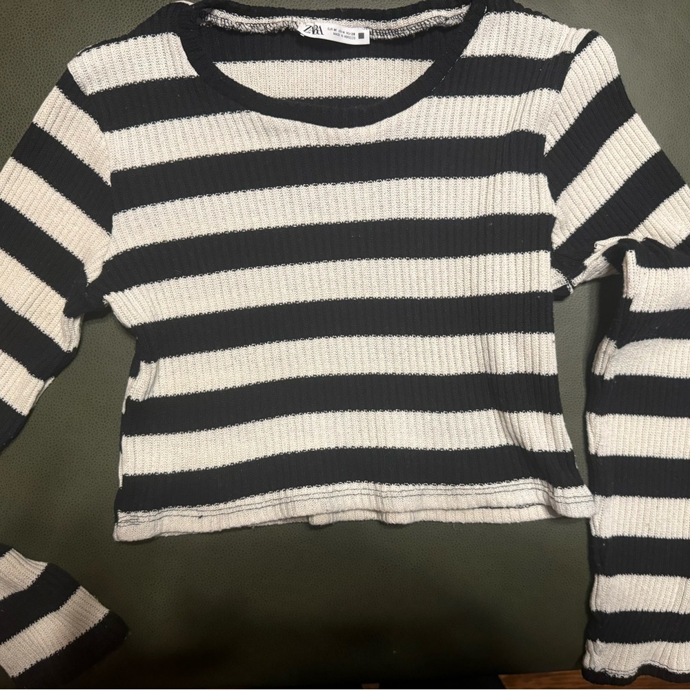 Zara striped long sleeve crop top, size M - Picture 3 of 4